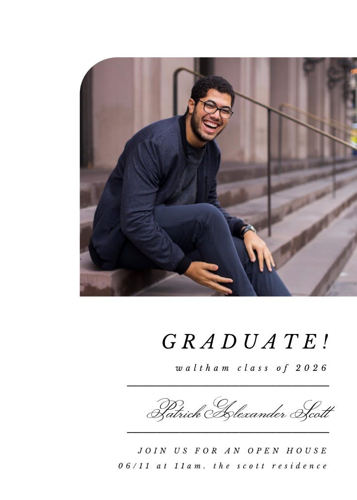 Rounded corner photo - open house invitation